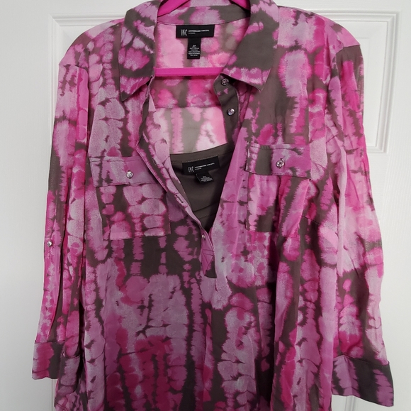 Sheer blouse with camisole and crystal buttons - Picture 4 of 7